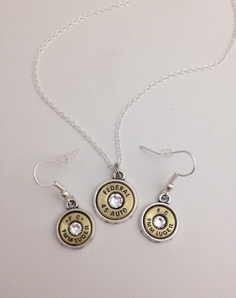 bullet necklace Simple belle bullet jewelry dangle earrings set bullet earrings Bullet jewelry