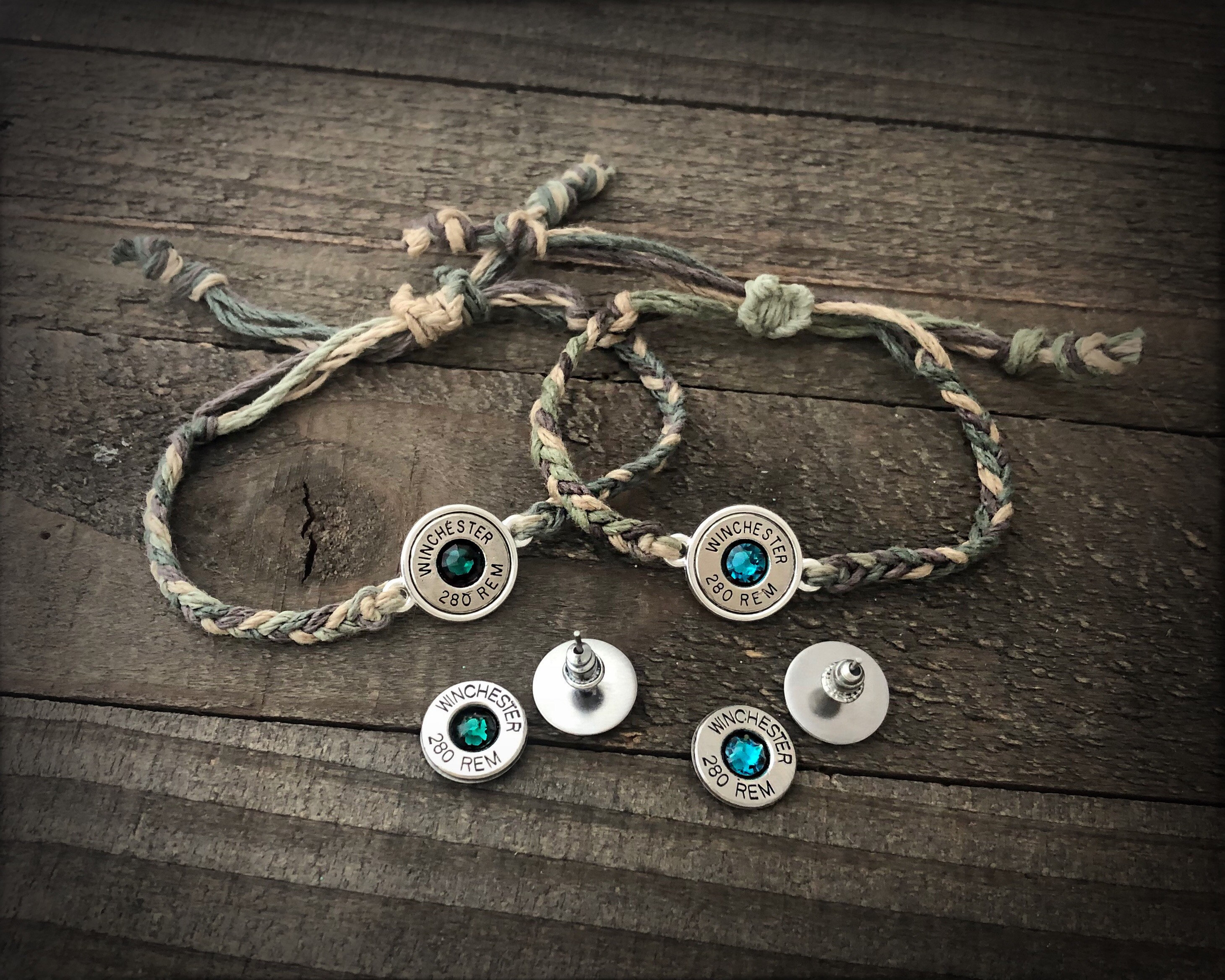 Camouflage jewelry set bullet earrings bullet bracelet camo Etsy