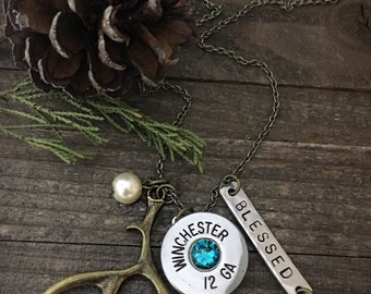 Bullet necklace, antler necklace, bullet jewelry, antler jewelry,  bullet antler necklace