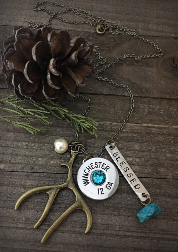 Bullet necklace, antler necklace, bullet jewelry, antler jewelry,  bullet antler necklace