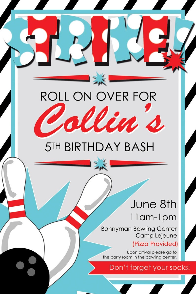 Bowling Party Invitations Etsy