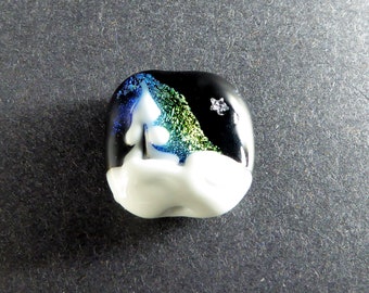 Northern Lights Handmade Lampwork Glass Bead - Dichroic Glass Star Cubic Zirconia - Focal Bead OOAK Hand Made Art Glass Pendant Bead #558