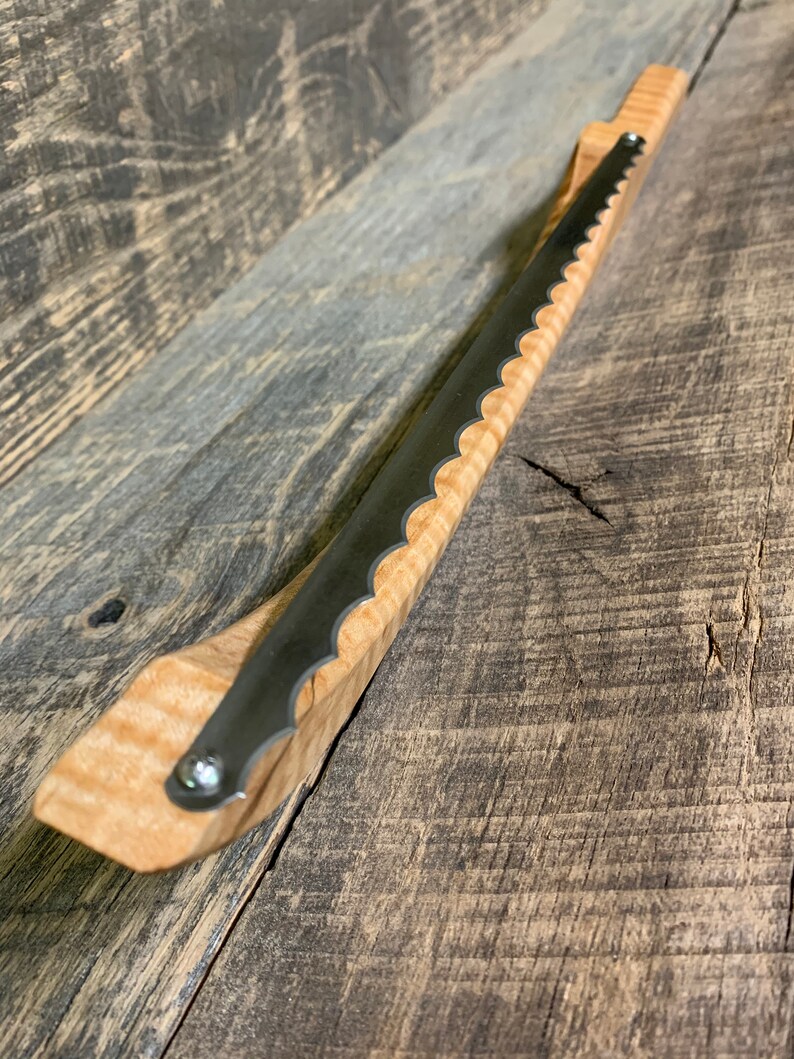 Curly Maple Bow Knife Bread Knife Blade Cover Stainless Etsy