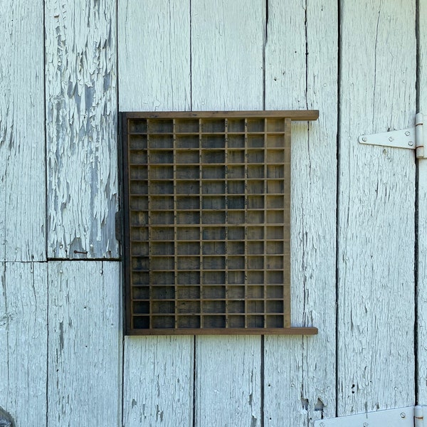 Typeset Printers Drawer - Small Gray Metal Face Letter Block Box - Letter Press Tray - Industrial Tool Typography Block - Wooden Shadow Box