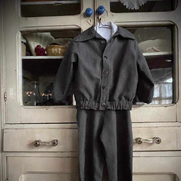 Amish Toddler Trousers Jacket Shirt - Mennonite Boys Sunday Outfit - Plain People Boys Clothes - Indiana Amish/Mennonite Gray Pinstripe Suit