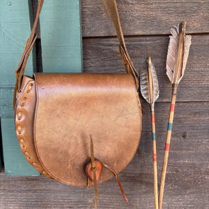 Vintage Leather Muzzle Loader Pouch – Black Powder Possibles Bag - Camera Bag
