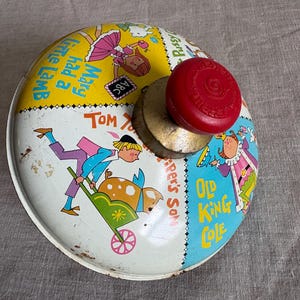 Vintage Chein Litho Tin Toy Top – Nursery Rhymes, USA Made