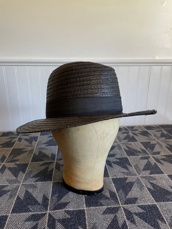 Amish Straw Hat 6 7/8 - Authentic Black Straw Bri… - image 4