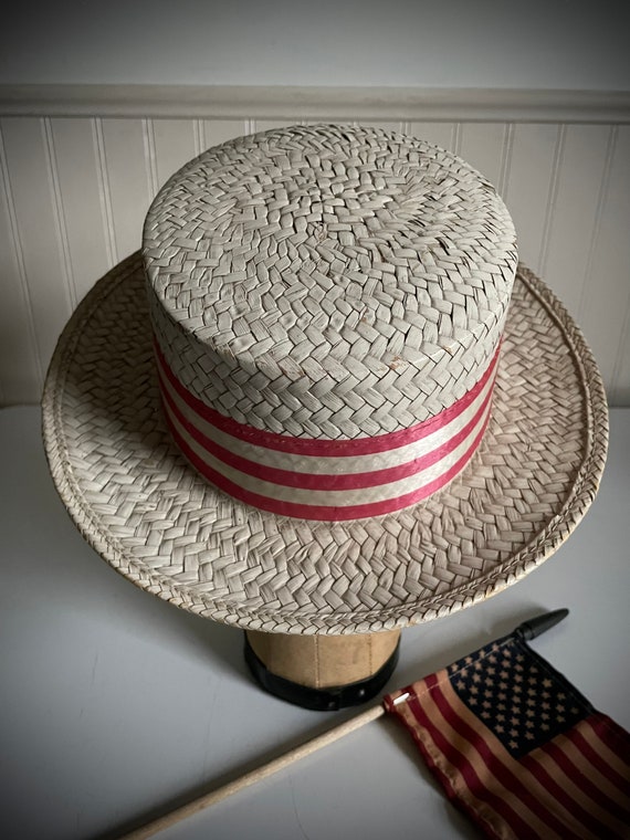 Campaign Straw Porkie Hat - Small July 4th Red Wh… - image 6