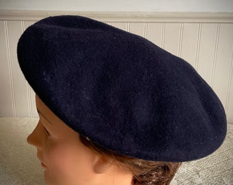 Artist Blue Beret - Yugoslavia Bask Beret 58 - Navy Blue Artist Cap - Bohemian Style Beret Tam O'Shanter - Frenchman Pyrenees Mountains Hat