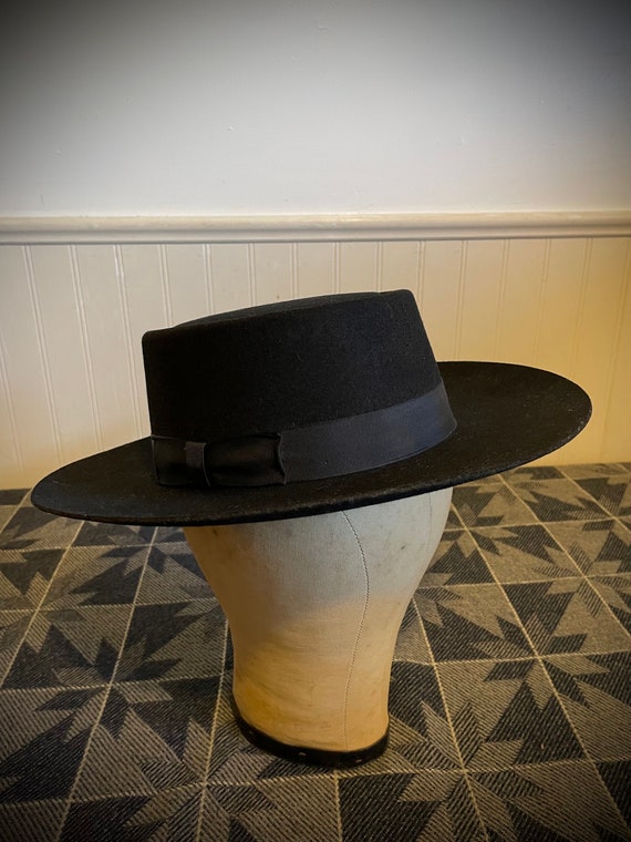 Telescope Crown Hat - Black 100% Genuine Wool Pork