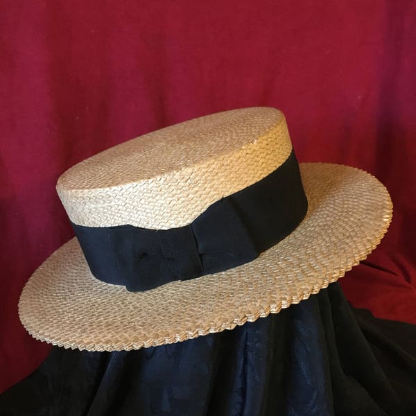 Mens Panama Straw Porkie - Straw Boaters Hat - Imperial Club Hat - Porkpie Hat - Italy Straw Hat - Panama Flat Straw Hat//Costume//Theatre