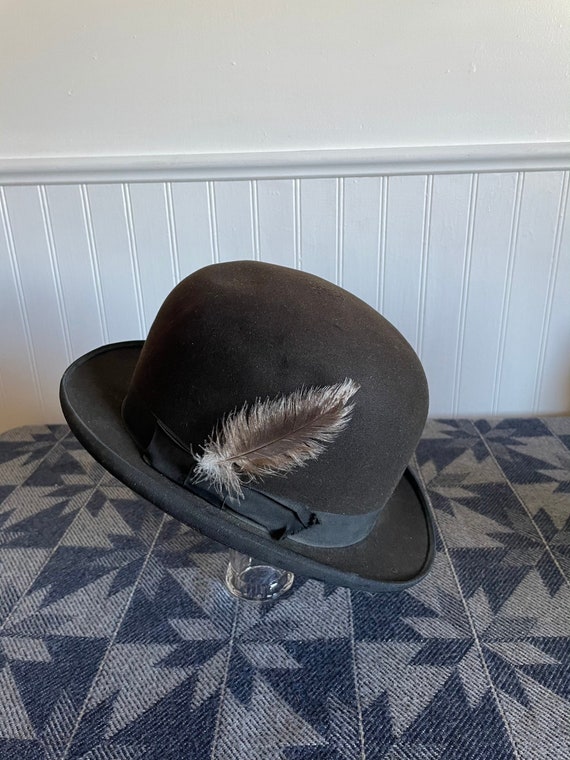 Black Derby Hat - Distressed Horseback Riding Hat 
