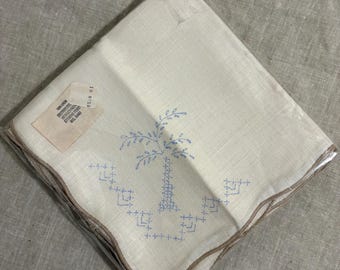 Palm Tree Napkin Set - Stamped Cross Stitch Daisy Embroidery Linens