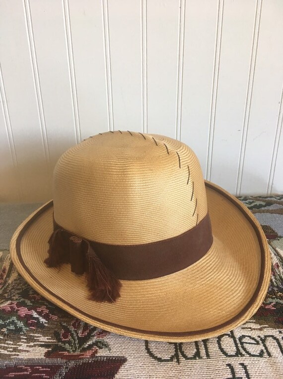 Toquilla Straw Hat - Ladies Panama Optimo Dome St… - image 2