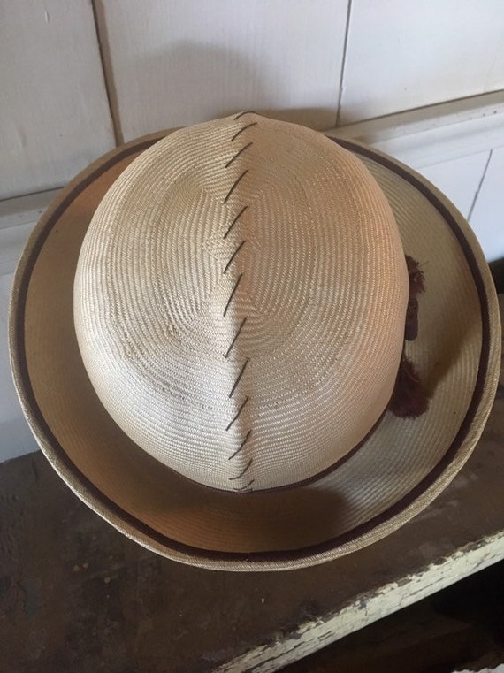 Toquilla Straw Hat - Ladies Panama Optimo Dome St… - image 5