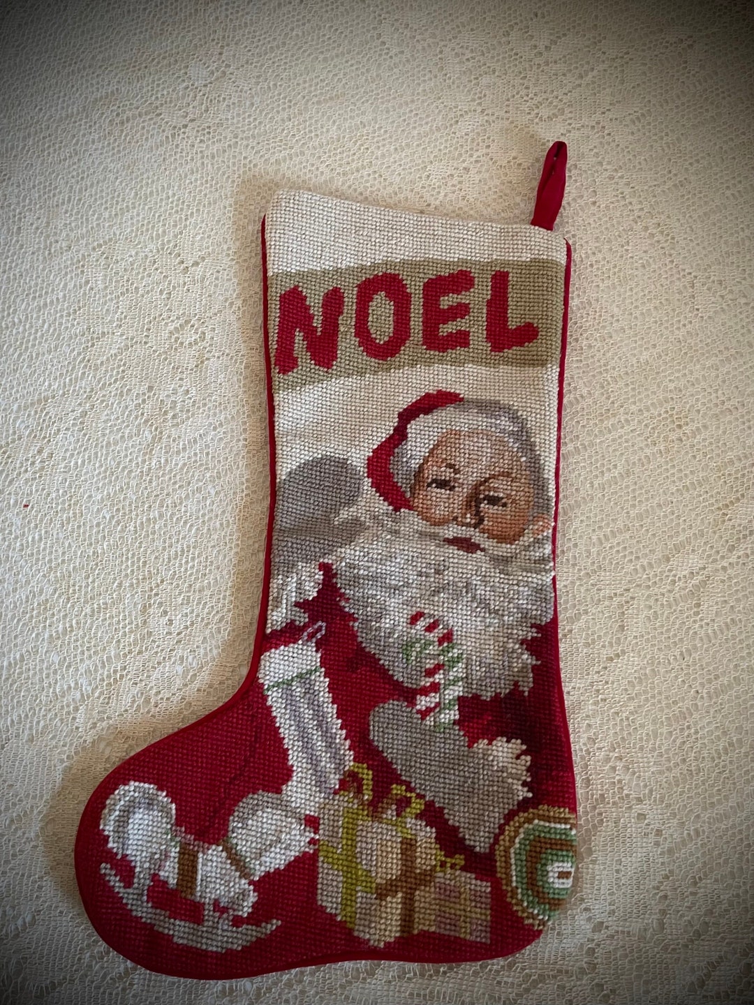 Santa Needlepoint Stocking Imperial Elegance Heirloom Traditional Santa
