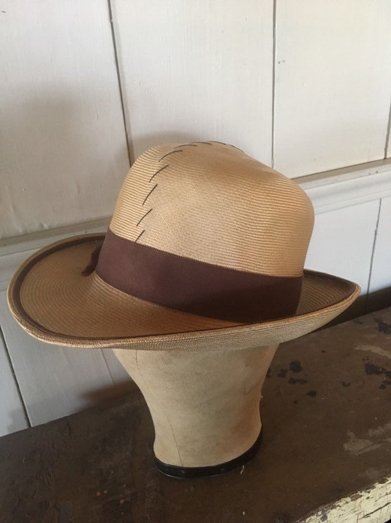 Toquilla Straw Hat - Ladies Panama Optimo Dome St… - image 3