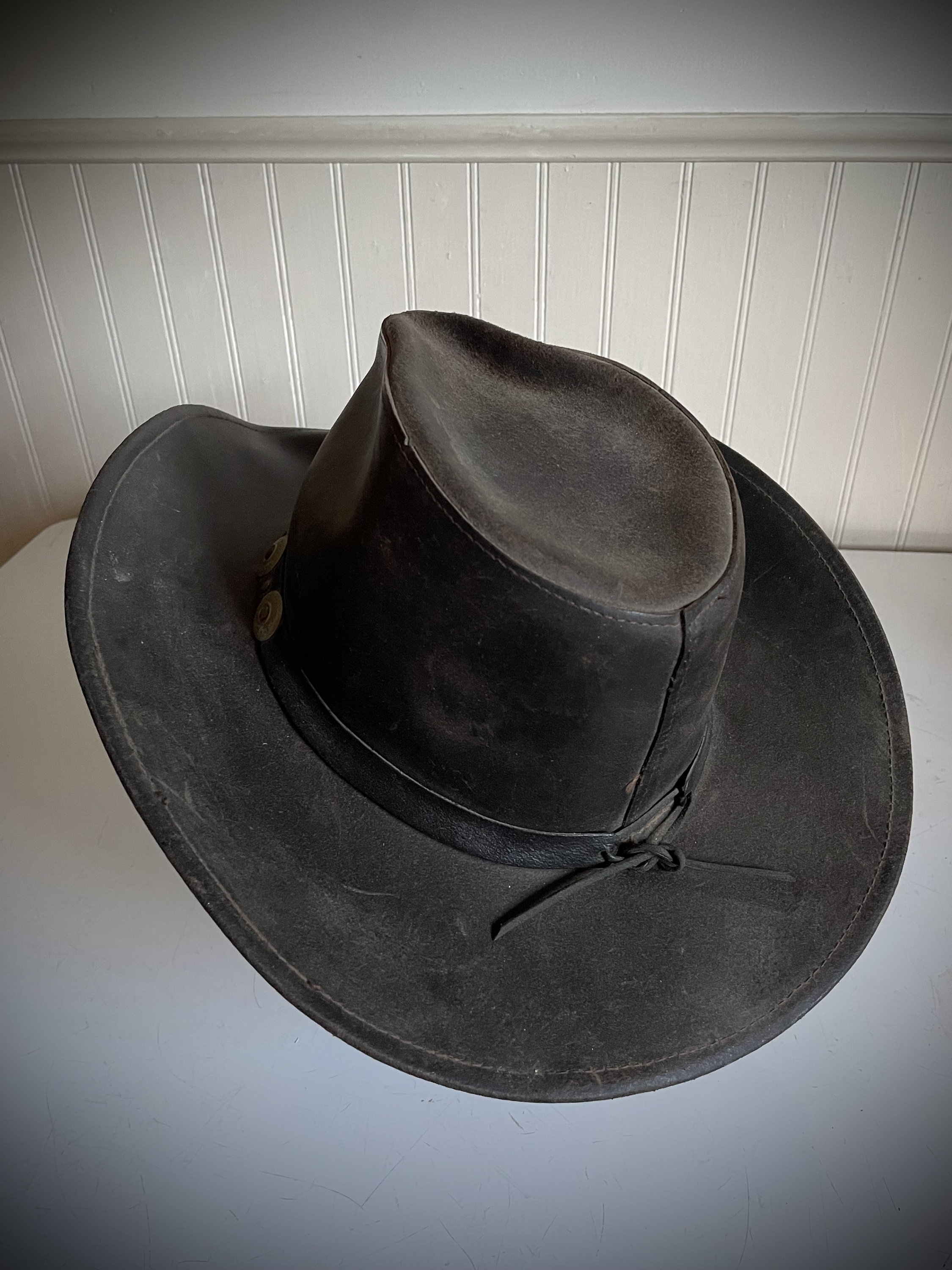 Chapeau Western Vintage Henschel Scullys - Cuir Daim - Taille Moyenne - Unisexe