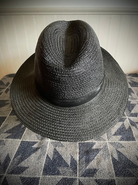 Amish Straw Hat 7 - Authentic Black Straw Brim Fed