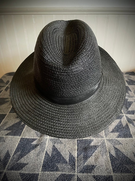 Amish Straw Hat 7 - Authentic Black Straw Brim Fed