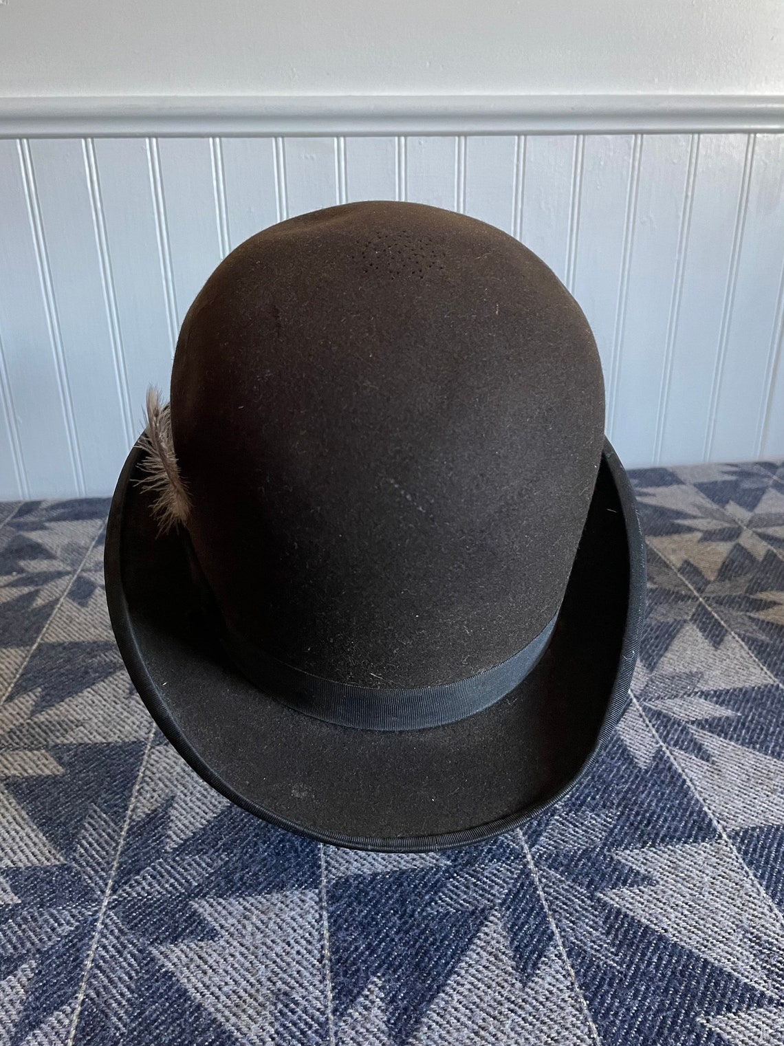 Black Bowler Hat Distressed Horseback Riding Hat English | Etsy
