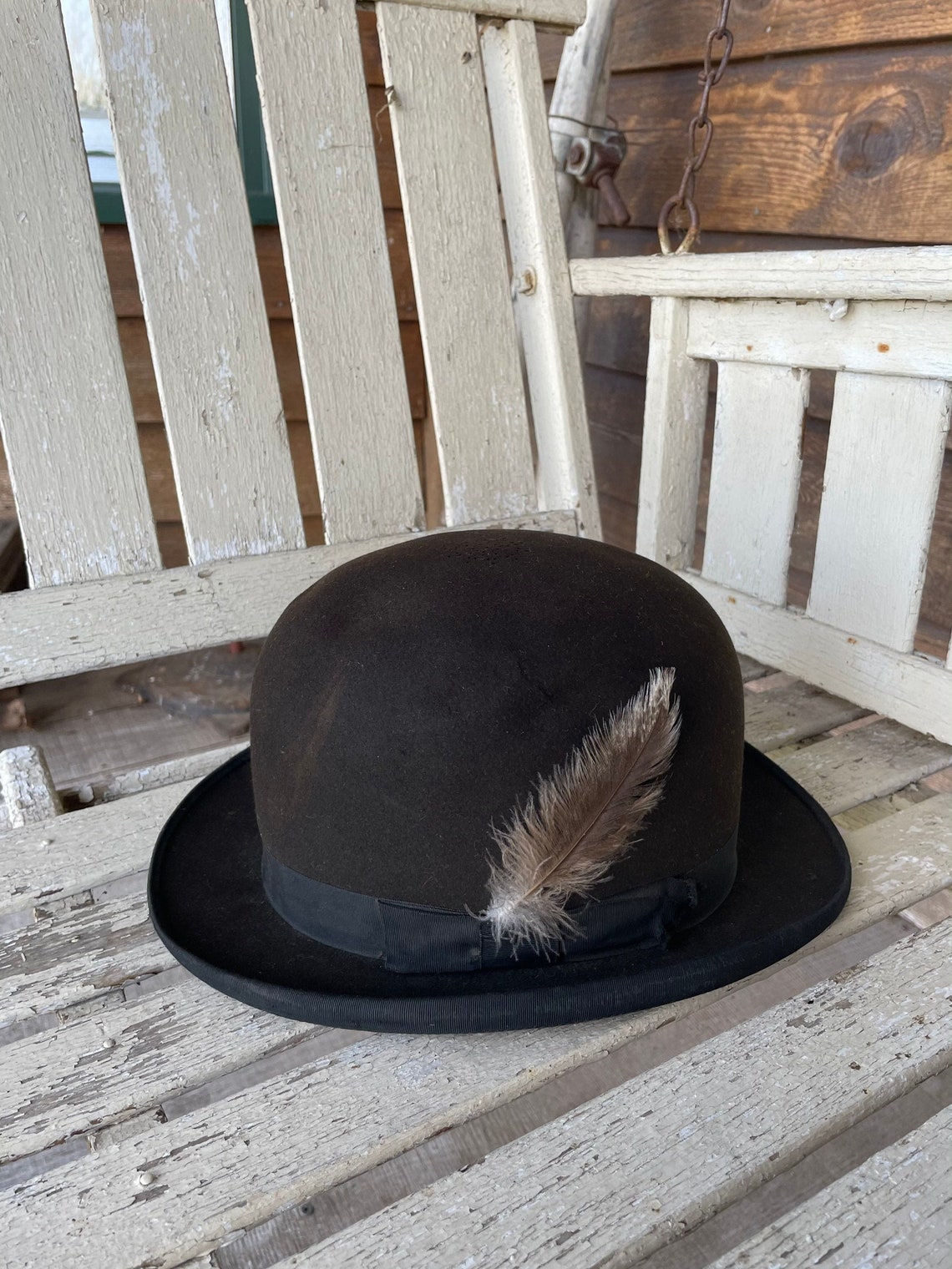Black Bowler Hat Distressed Horseback Riding Hat English | Etsy
