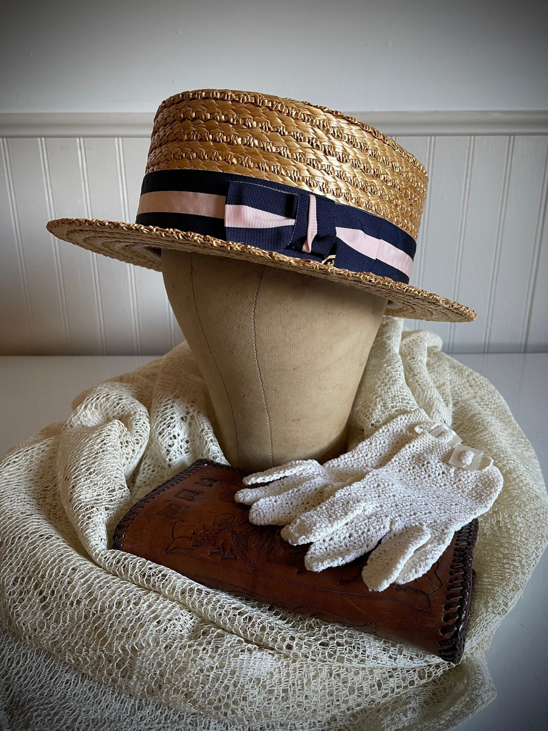Straw Boater Size 7 - Etsy