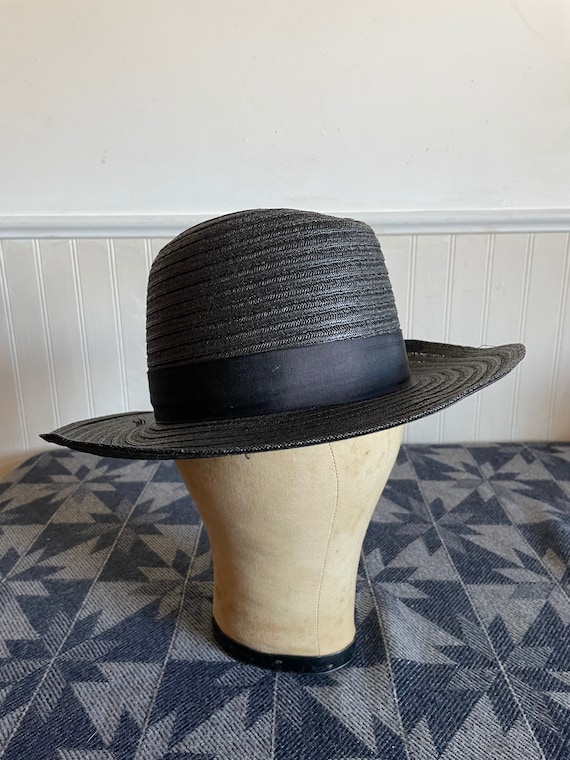 Amish Straw Hat 6 3/4 - Authentic Black Straw Brim