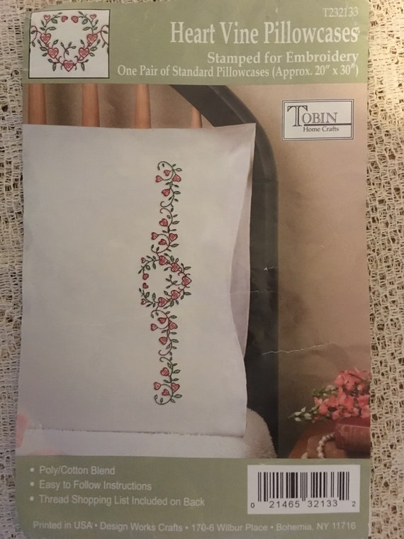 TobinHeart Vine Stamped Pillowcase Pair for Embroidery 20 x 30