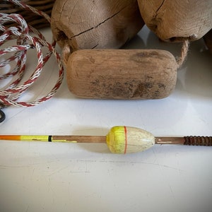 Wooden Bobber Yellow Orange Vintage Fishing Lure Tackle Float Old