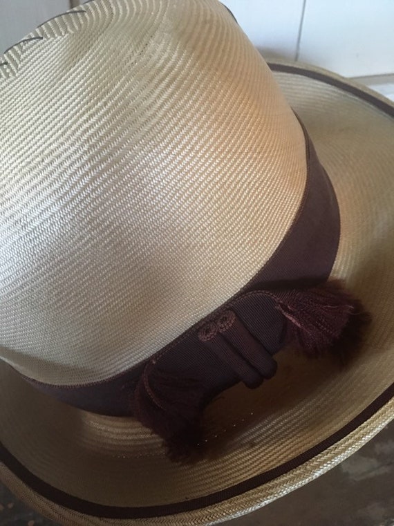 Toquilla Straw Hat - Ladies Panama Optimo Dome St… - image 4