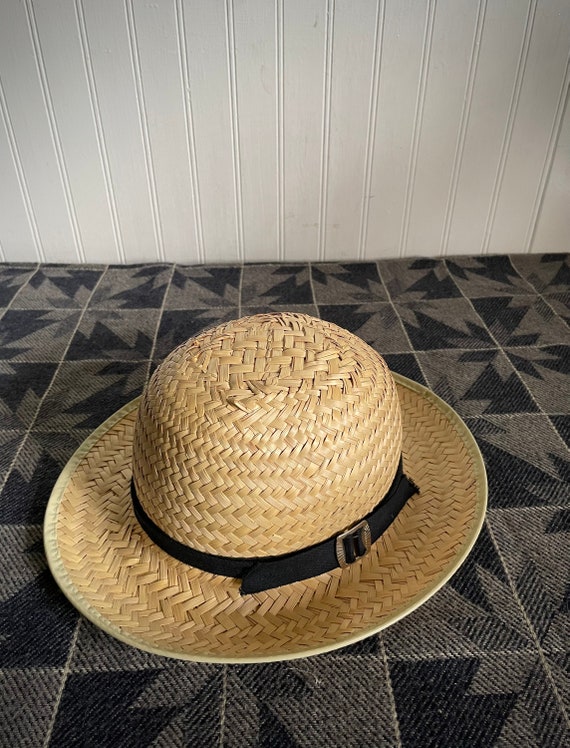 Amish Straw Hat Boys Summer Straw Wide 