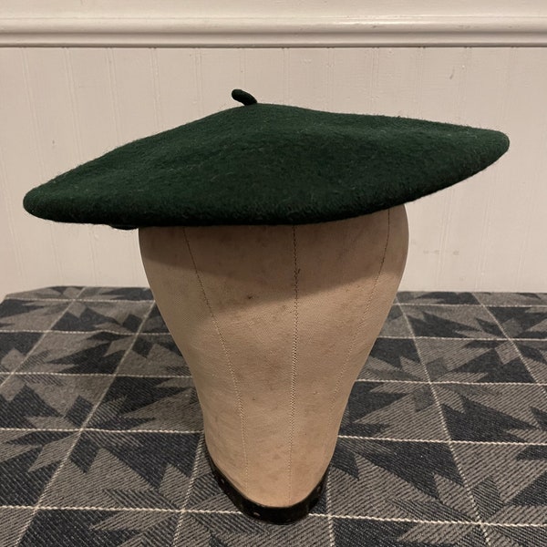 Artist Green Beret - DeLuxe Beret Basque - Dark Green Artist Cap - Top Tassle Bohemian Style Beret Tam O'Shanter - Frenchman Fashion