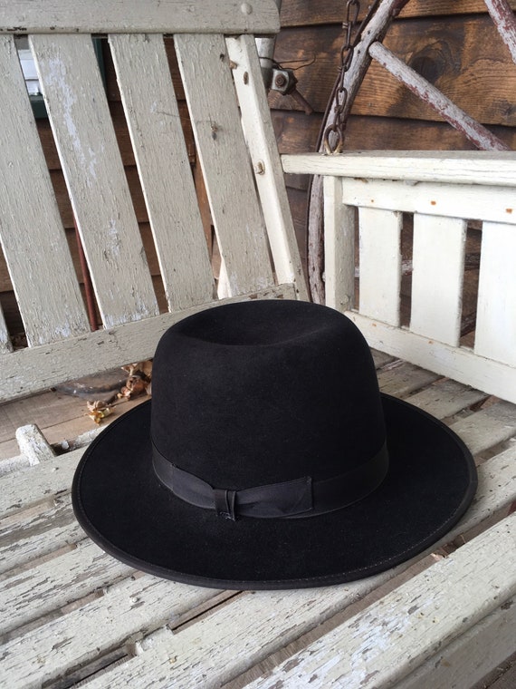 Amish Hat Size 7 1/8 - Black Fedora 100% Genuine F