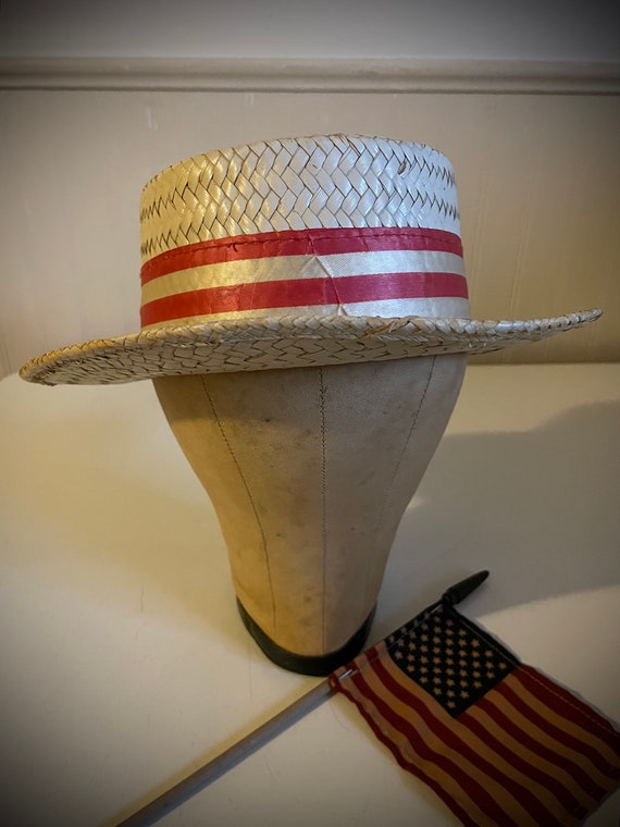 Campaign Straw Porkie Hat - Small July 4th Red Wh… - image 2