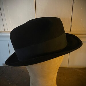 Stetson Trilby Hat 6 3/4 Herm Rassel Nobel Royal Wool Felt Royal Stetson Classic Black Fedora Theater Gangster Hat Mennonite Black Hat image 4