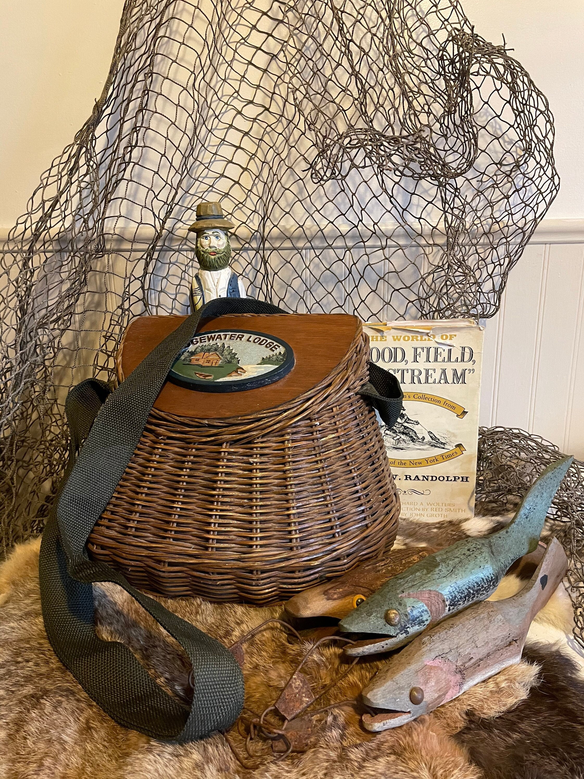 Wicker Fishing Creel - Edgewater Lodge Salmon Trout Creel Decor - Fly  Fishing Creel - Waders Pannier Basket - Angler Creel Boathouse Decor