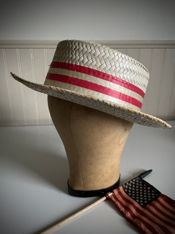 Campaign Straw Porkie Hat - Small July 4th Red Wh… - image 1