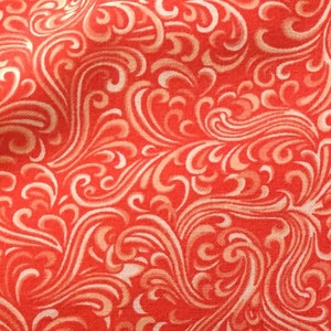 Orange fabric by the yard, orange swirl fabric, orange blender fabric, orange cotton fabric, orange calico, orange and white fabric, #18188