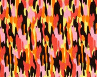Fire flame fleece fabric with a black background sold by the yard 60/" wide