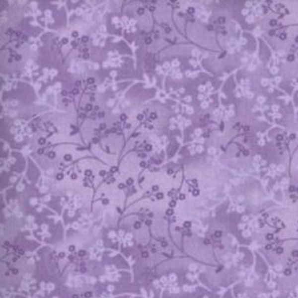 Purple fabric by the yard, lavender fabric by the yard, light purple floral fabric, purple flower fabric, purple cotton fabric, #18101