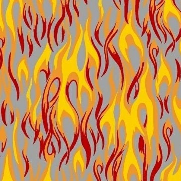 Orange flames fabric, orange motorcycle fabric, orange biker fabric, orange fire fabric, orange flames fabric by the yard, #20392