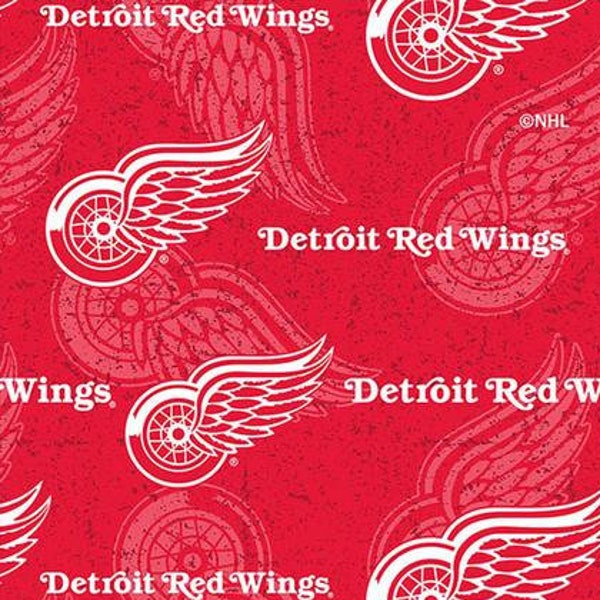 Detroit Red Wings fabric by the yard, cotton Detroit Red Wings fabric, licensed NHL fabric, hockey fabric
