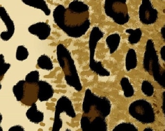 Leopard print cotton fabric by the yard, wild animal cheetah print fabric, #19171