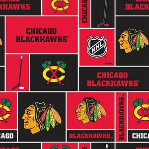 NHL Broadcloth Chicago Blackhawks Plaid Fabric