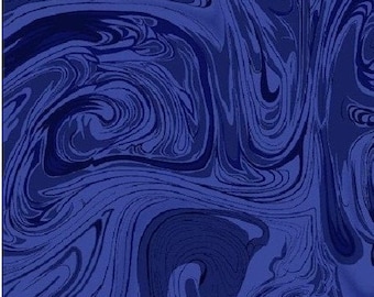 Navy blue swirl cotton blue fabric by the yard Marblecious line, #19040