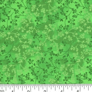 Green fabric by the yard, green floral fabric, green flower fabric, green cotton, Kelley green fabric, green cotton, fabric basics, #20114