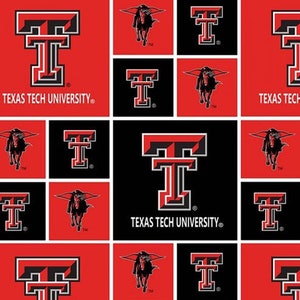 Texas Tech Raiders fabric by the yard, licensed fabric, Texas Tech cotton fabric by the yard, Red Raiders cotton fabric