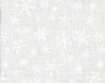 Christmas snowflake fabric by the yard, white on white fabric, white snowflake fabric, #24165